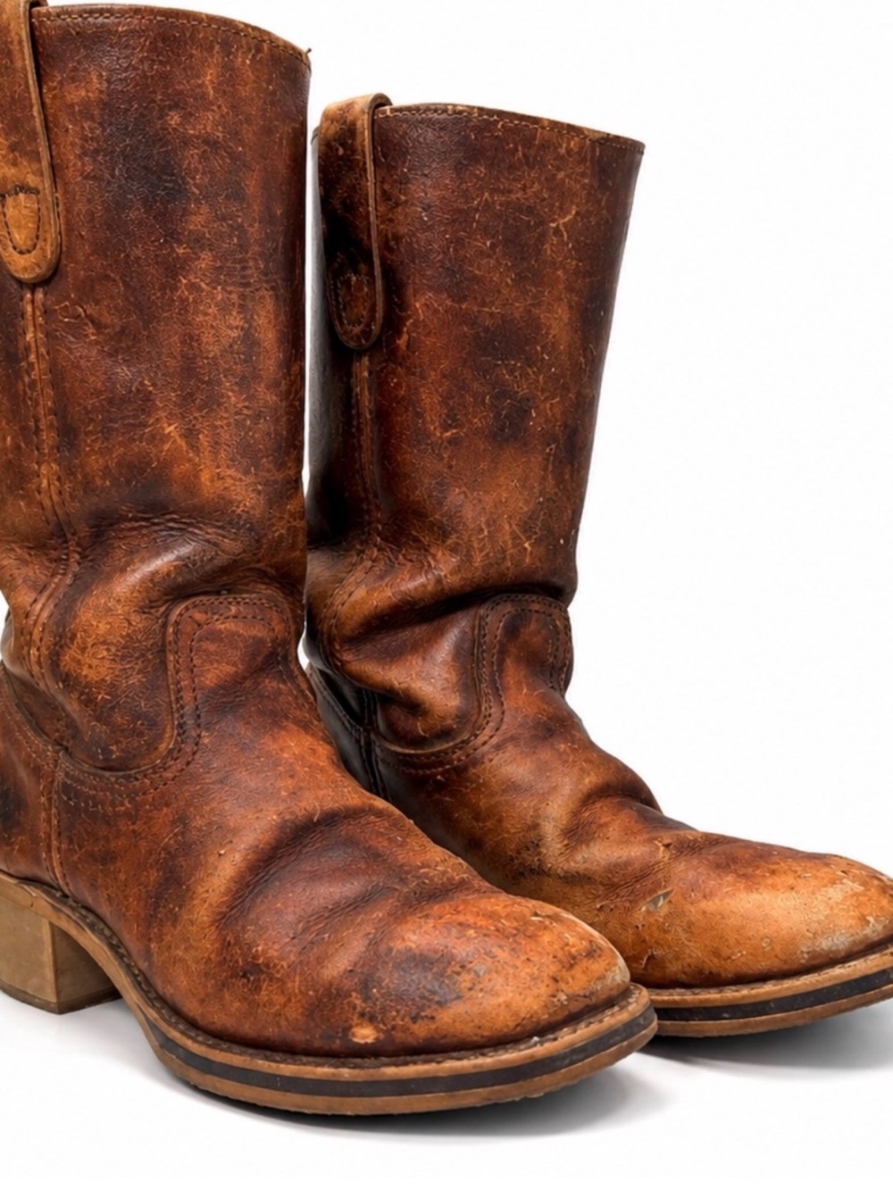 Vintage Landis Men’s 10D Leather Cowboy Boots Brown Distressed USA Western